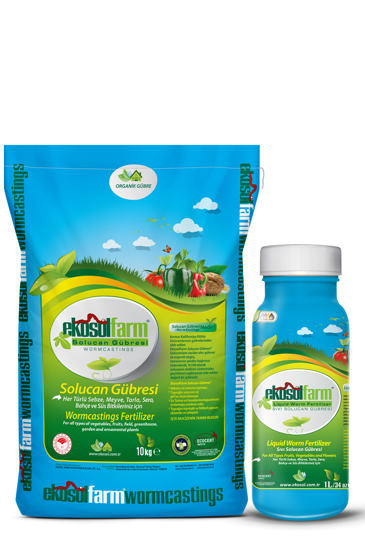 EkosolFarm Solucan Gübresi 10 kg + 1 Litre