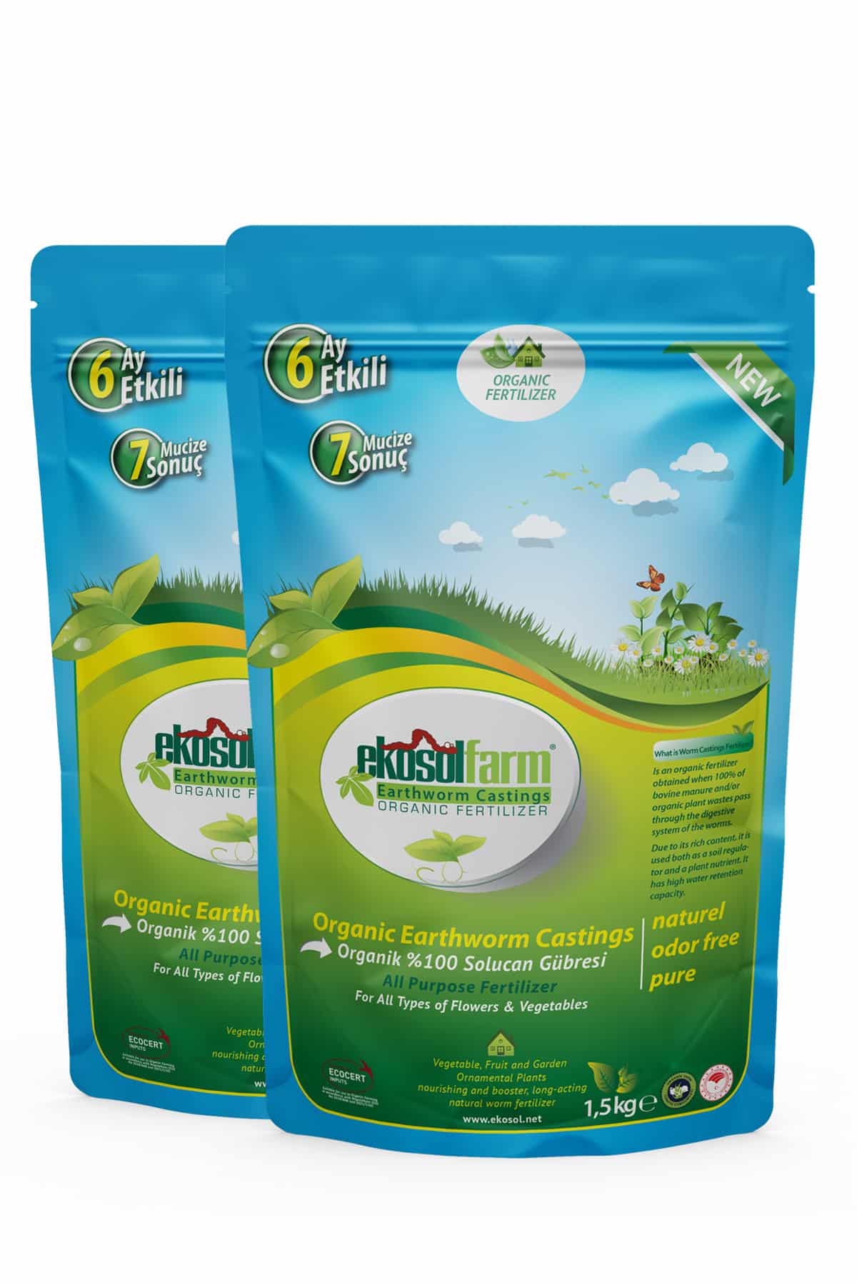 EkosolFarm Solucan Gübresi 2x1,5 KG